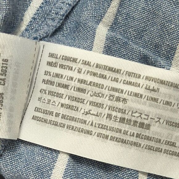 Abercrombie & Fitch Shirt Womens Small Button Up Top Striped Knot Hem Linen Blue - Picture 5 of 7